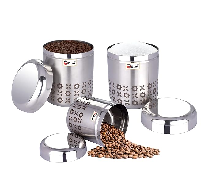 Ebun Stainless Steel Coffee Tea Sugar Container Set for Kitchen Storage