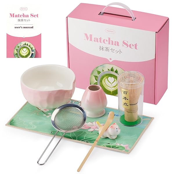 MATCHA WHISK SET,9 PCS JAPANESE MATCHA SET PINK,...