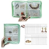 IKJNMLP Transparent Travel Earring Jewelry Bracelet Necklace Organizer Storage Book with Pockets - Large Clear Foldable Jewelry Organizer Bag Pouch Earring Stud Organizer Binder