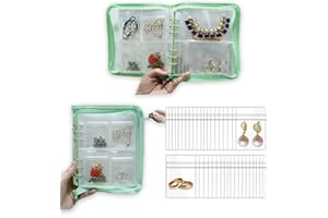 IKJNMLP Transparent Travel Earring Jewelry Bracelet Necklace Organizer Storage Book with Pockets - Large Clear Foldable Jewel