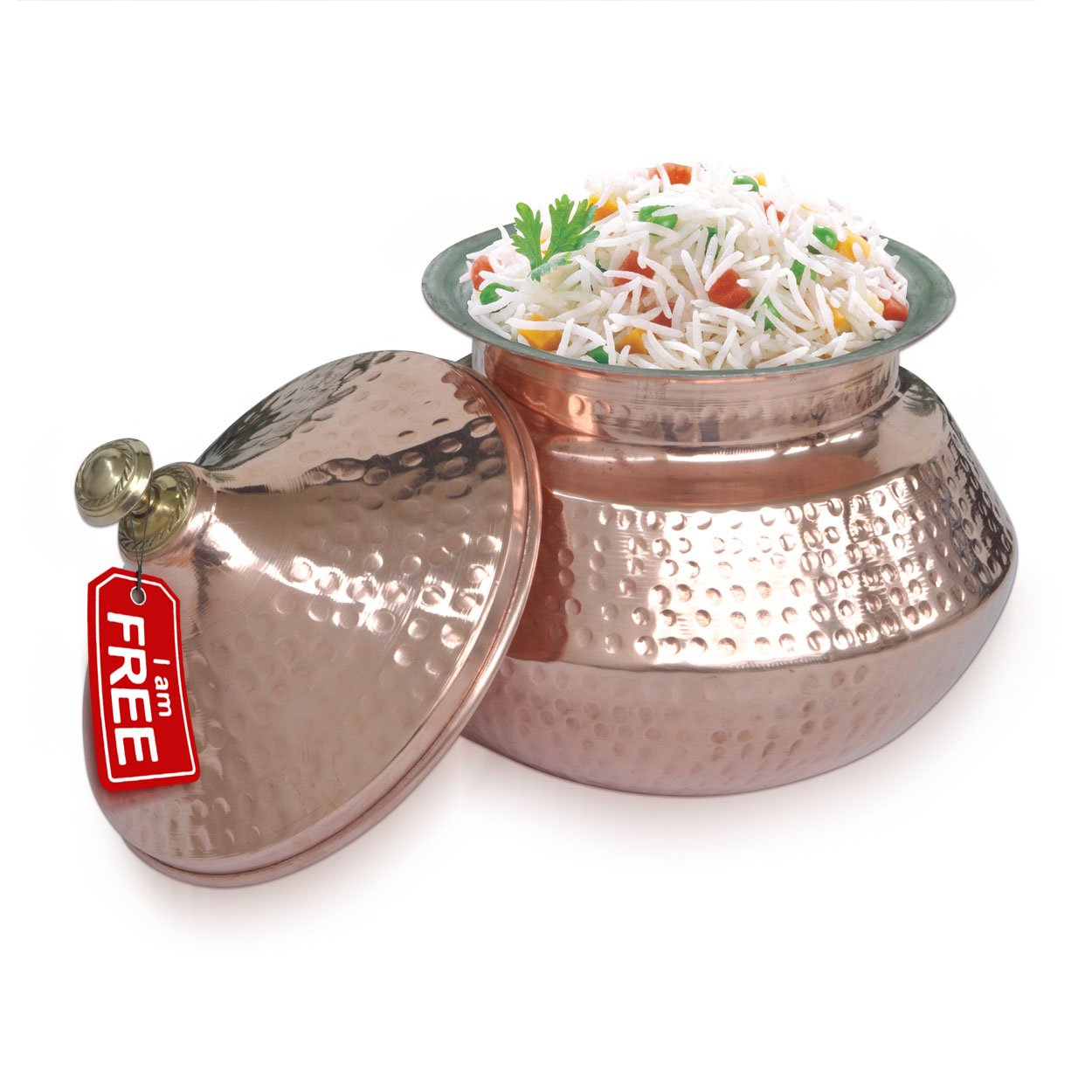 Rudra ® Copper/Steel Serveware Utensils Biryani Handi with lidDishes
