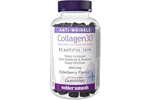 Webber Naturals Collagen30 Anti-Wrinkle Gummy, 2,500mg of Bioactive Collagen Peptides Per Serving, 110 Gummies, Helps Reduce 