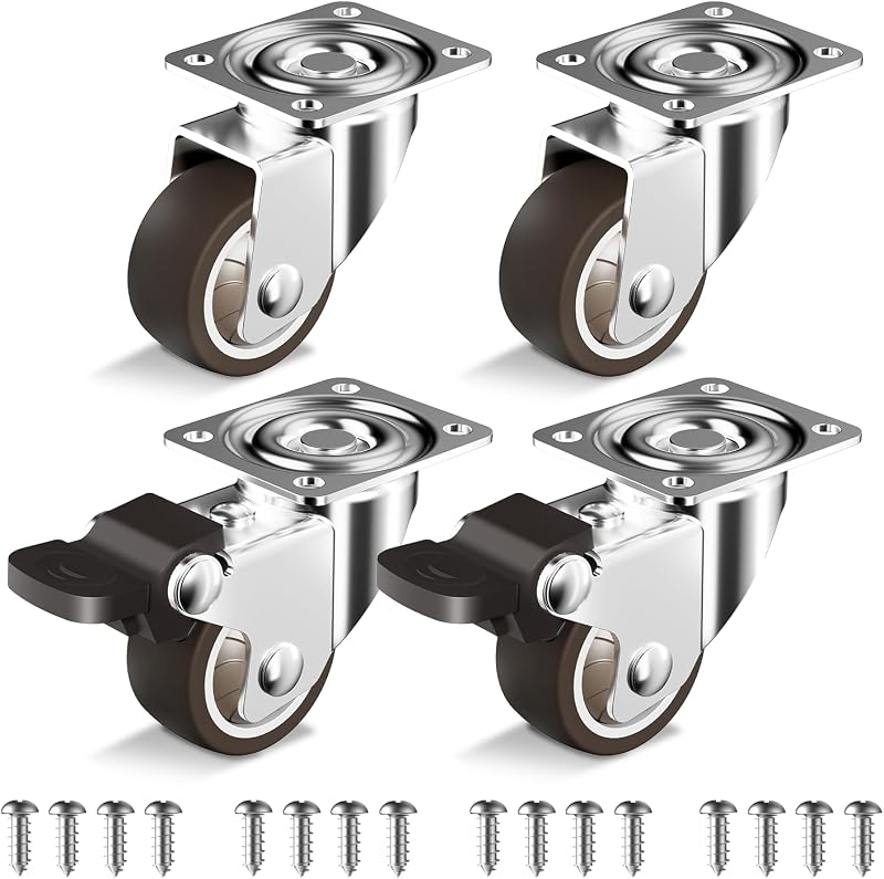 HOLKIE Castor Wheels 38mm with Brakes 4pc Furniture Casters 90KG Capacity