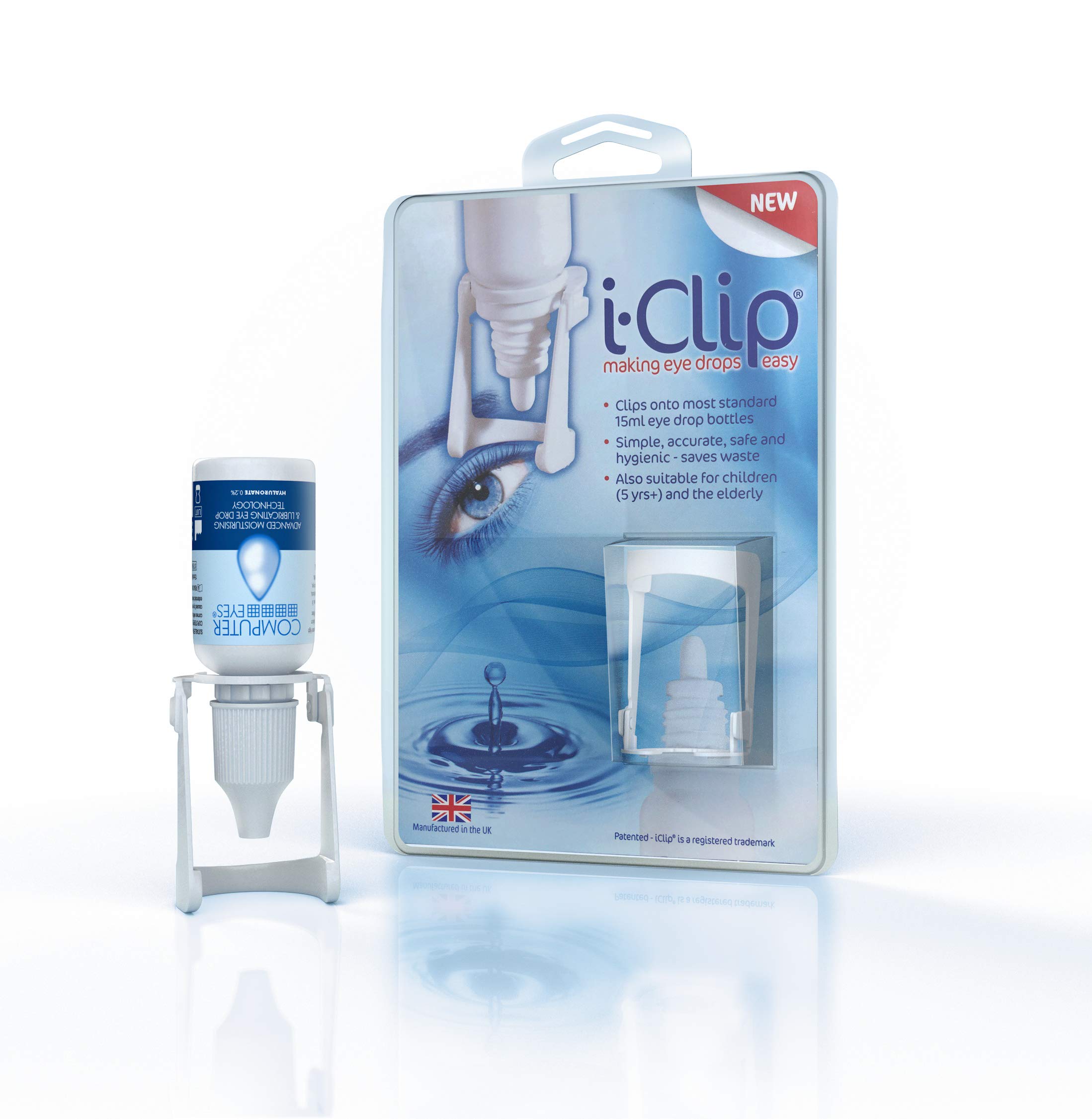 Eye Drop Dispenser iClip. New Improved. Patented Worldwide