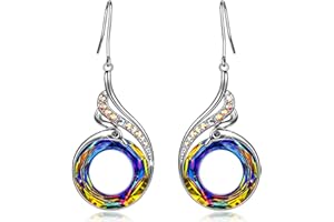 Kate Lynn "Rise From the Ashes" Phoenix Earrings, Sterling Silver Dangle Earrings with Crystals from Austria, Birthday Gift with Jewelry Box, Symbol of Luck and Renewal