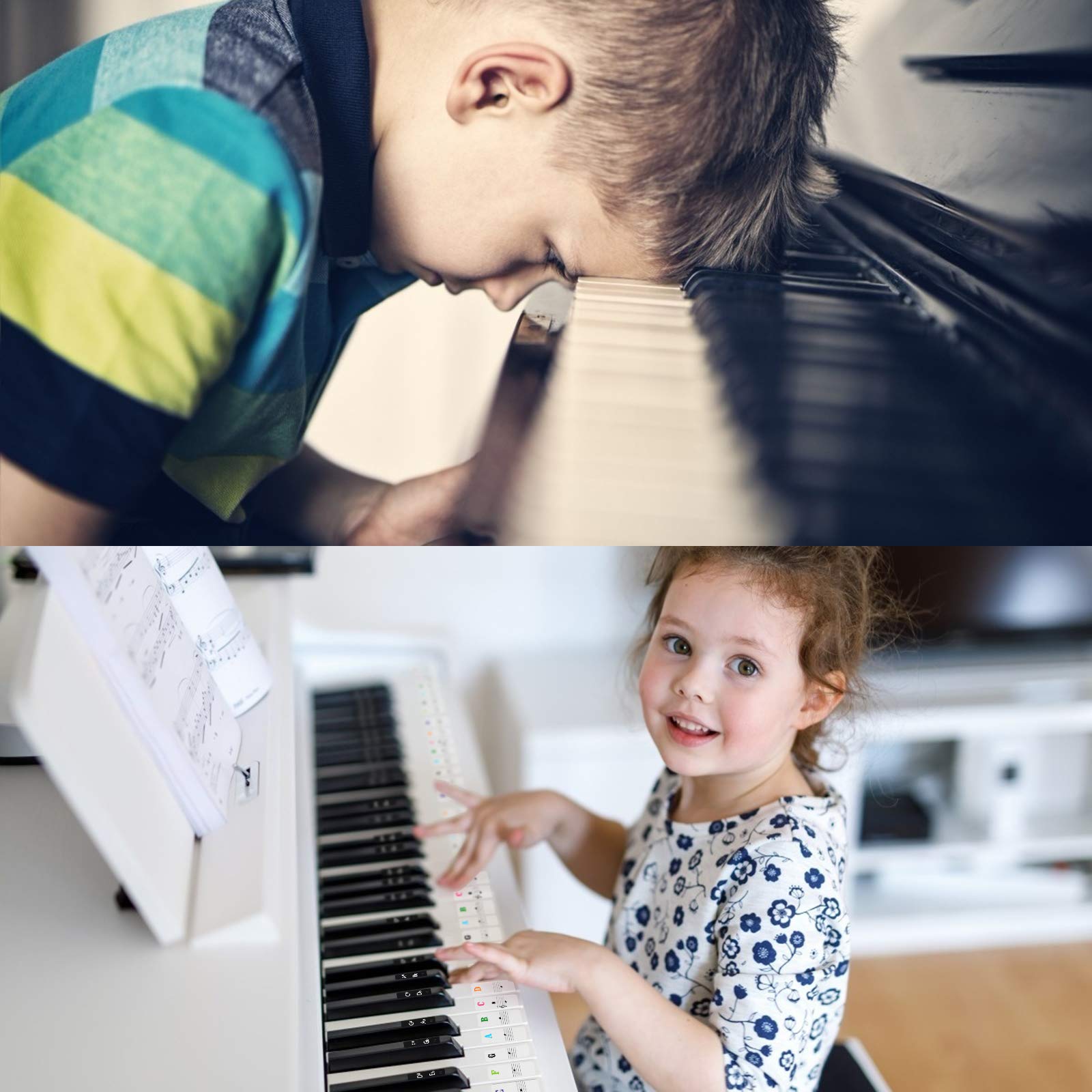 Matogle Piano Key Stickers for Beginners Piano Key Note Sticker Electronic Keyboard Stickers Clear Plastic Removable Keyboard Stickers for 37 49 54 61 88 Keys Multicolor