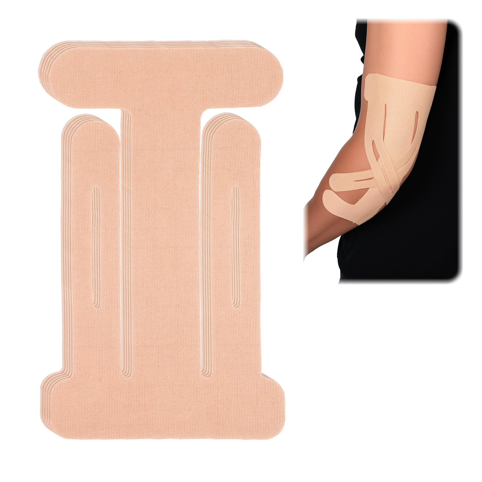 Photo 1 of 20 Count Pre-Cut Kinesiology Tape for Elbow, Precut Muscle Tapes Strips for Elbow Waterproof Breathable Hypoallergenic Latex-Free, Elastic Cotton Sports Athletic Tapes for Elbow Pain Relief & Support