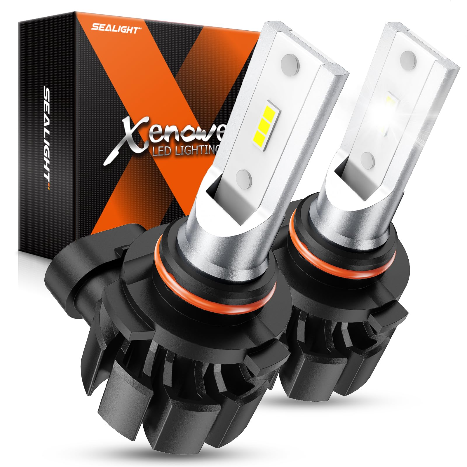 SEALIGHT 9006/HB4 LED Fog Light Bulbs, 600% High Bright 6500K Cool White Fog Lights, 50000HRS Lifespan Replacement 9006 Fog Light Bulbs Non-polarity, Pack of 2 Image