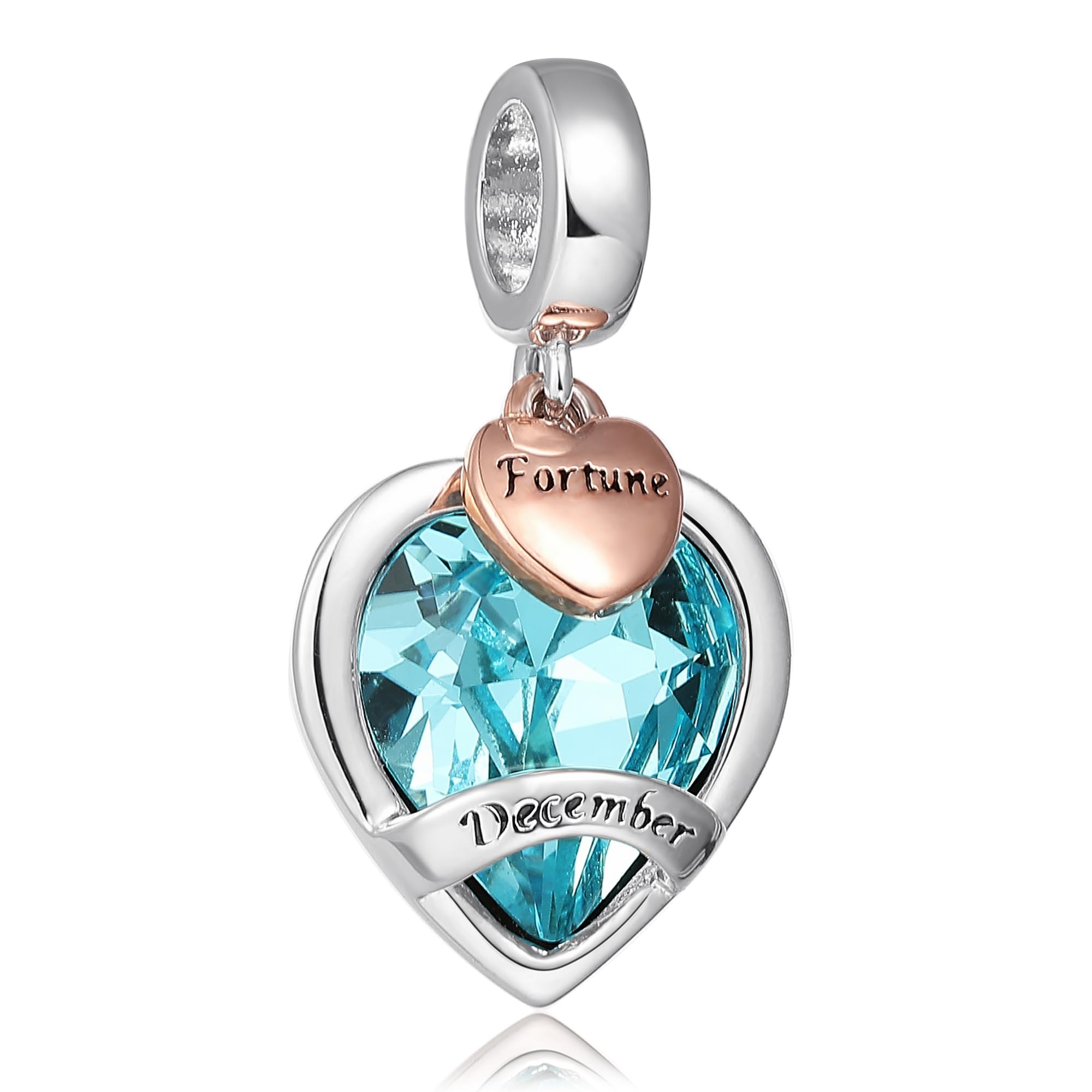 December Birthstone Charms for Women Bracelets Blue Heart Charm fit Pandora Bracelets Birthday Presents for Women Girls