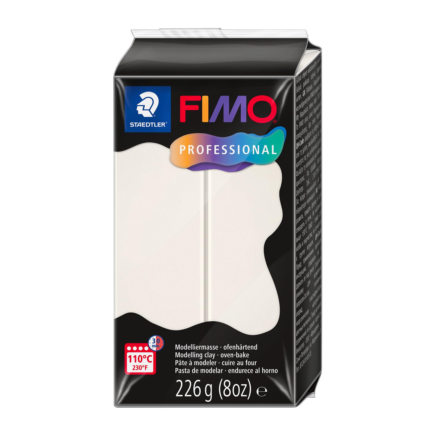 STAEDTLER Polymer Modelling Clay - FIMO Professional - Oven Bake Clay - Porcelain, 226g - 1 Block, 8042-03