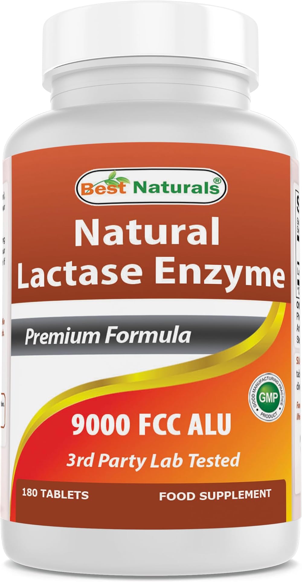 Best Naturals Lactase Enzyme Tablets 9000 FCC ALU 180 Count