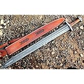 32 Unique Blades - Viking Battle Ready Sword Full Tang 32 Inches With Sheath Damascus Steel Custom (Viking)