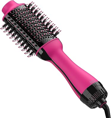 Hair Dryer Brush Blow Dryer in One, Upgraded 4 in 1 Hair Dryer and Styler Volumizer with Negative Ion Anti-frizz Ceramic Titanium Barrel Hot Air Hair Straightener Brush
