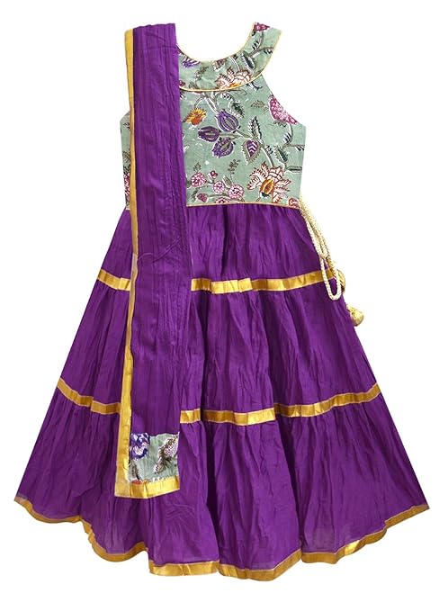 All Things Uber Nice Girl's cotton Lehenga Choli (GLHG YOK GFA_Amethyst_2-3 Years)