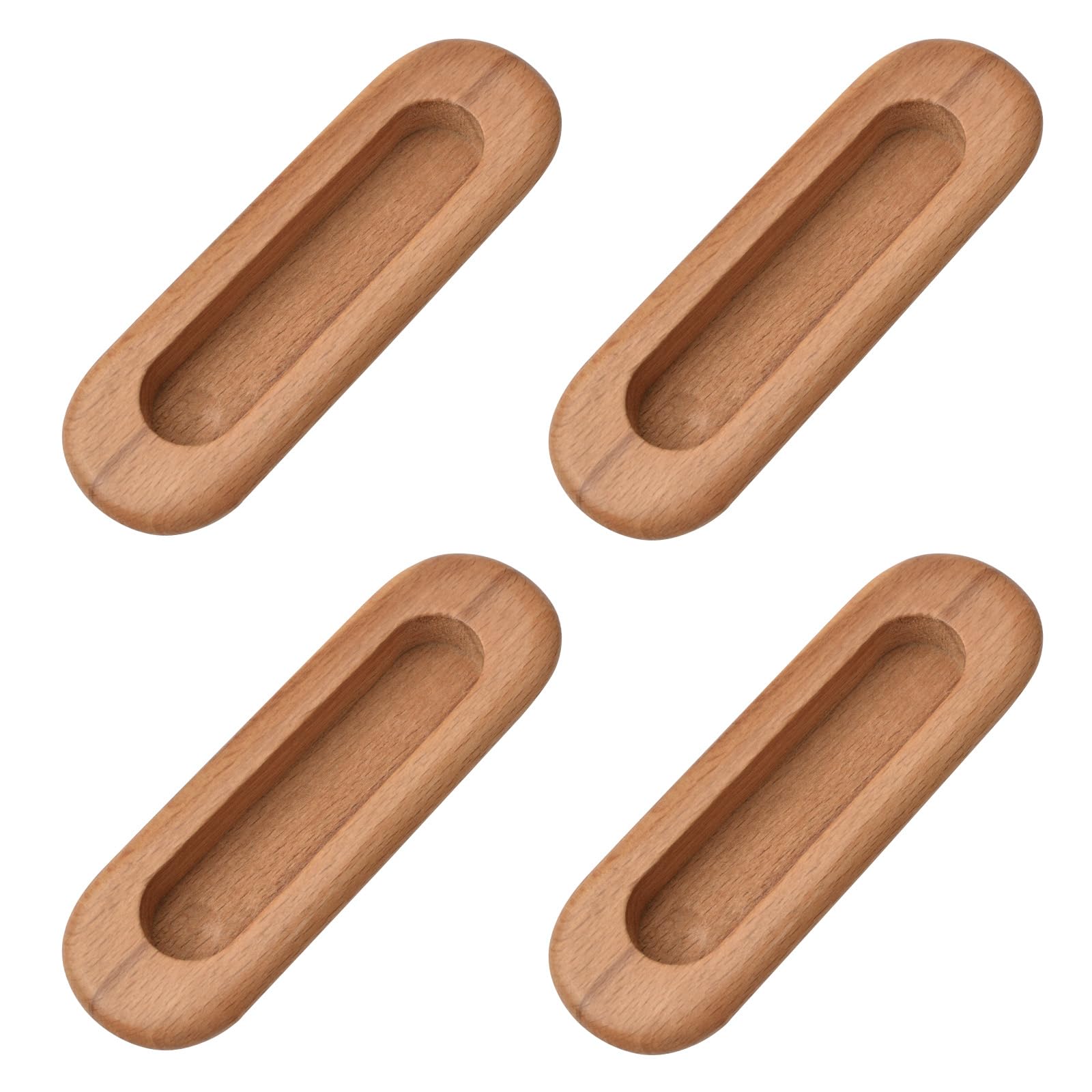 Photo 1 of MOROBOR 4PCS Oval Wood Recessed Concealed Handle, Embedded Design Wood Cabinet Pulls Flush Sliding Closet Door Pulls for Barn Bypass Door Wardrobe Drawer
