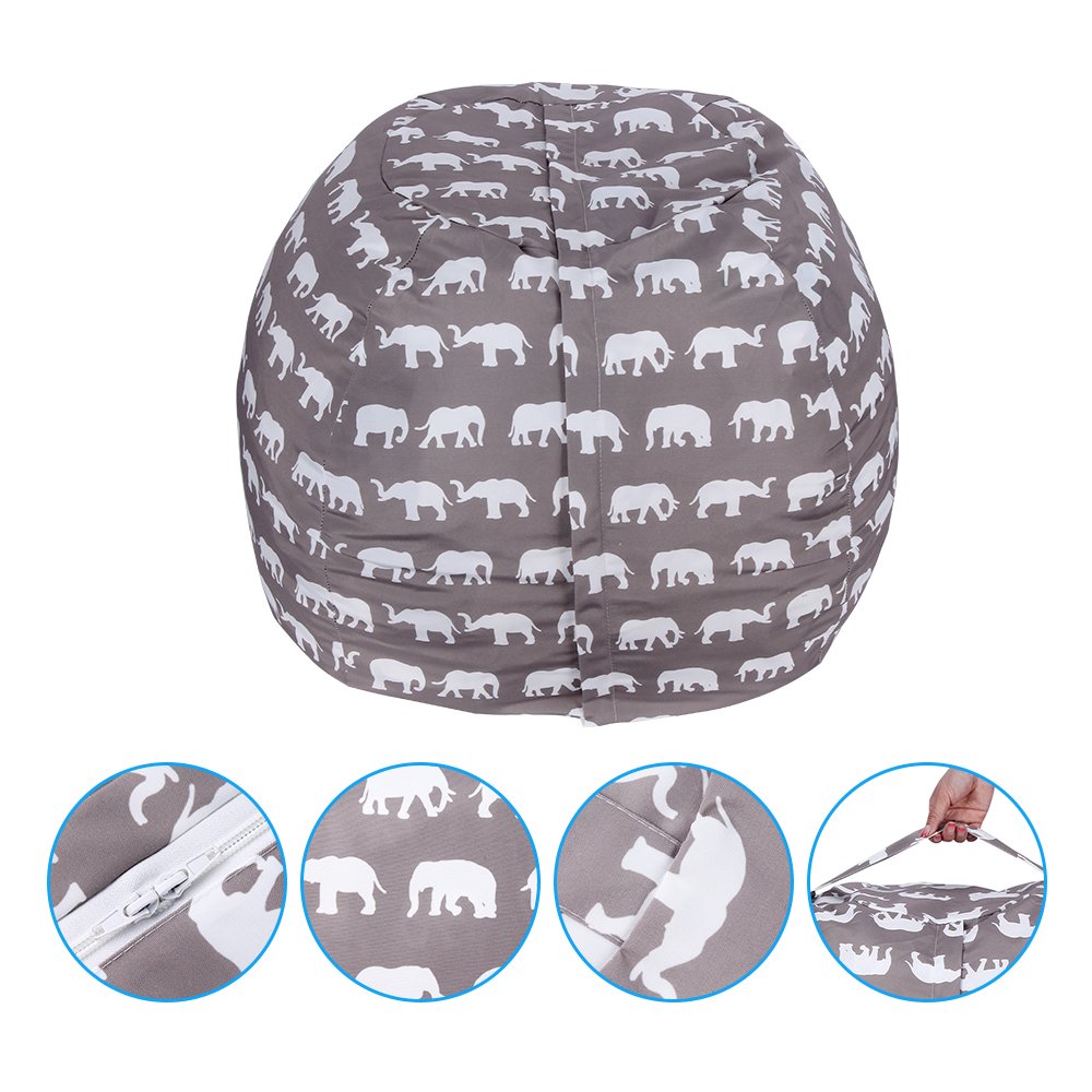 WOYAGE Stuffed Animal Bean Bag Storage Chair | Stuffed Animal Storage Sack |Stuff n Sit Kids\' Furniture | Childrens Bean Bag Chairs (Elephant, XL)