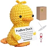 Vatogon Funny Positive Crochet Duck Gift for Women Men,Emotional Support Crochet Inspirational Valentines Day Gift for Friend Coworker,Handmade Cute Duck Desk Decor