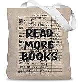 LADOCK Vintage Bookish Tote Bag, Reading Gifts for Women Canvas Tote Bags, Librarian Reader Bookworm Gifts, Retro Reading Reusable Grocery Shopping Bags