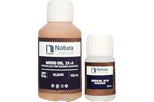 Natura Onecoat Wood Stain Oil - 85 ft² - 140 ml, Clear – Wood Finish for Interior Furniture & Floor - Linseed Wood Oil - Fast-Drying-Environmentally Friendly - Extra Durable Hard Wax Oil-VOC-Free