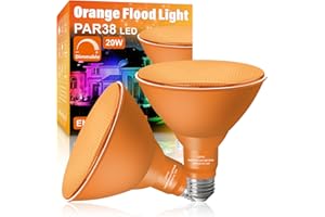 LOXYEE 2 Pack LED Par38 Bulbs, 20W & 200W Orange Bulbs, E26 Base, Outdoor Party Lighting