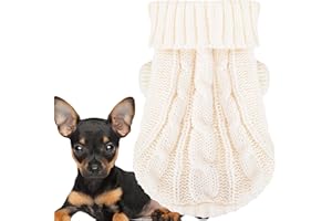 KALLFIR'S CUTIE Chihuahua Sweater, Dog Clothes for Small Dogs, Winter Warm Pullover Dog Sweaters, Dog Sweaters for Small Dogs, Turtleneck Knitted Pet Cat Sweater