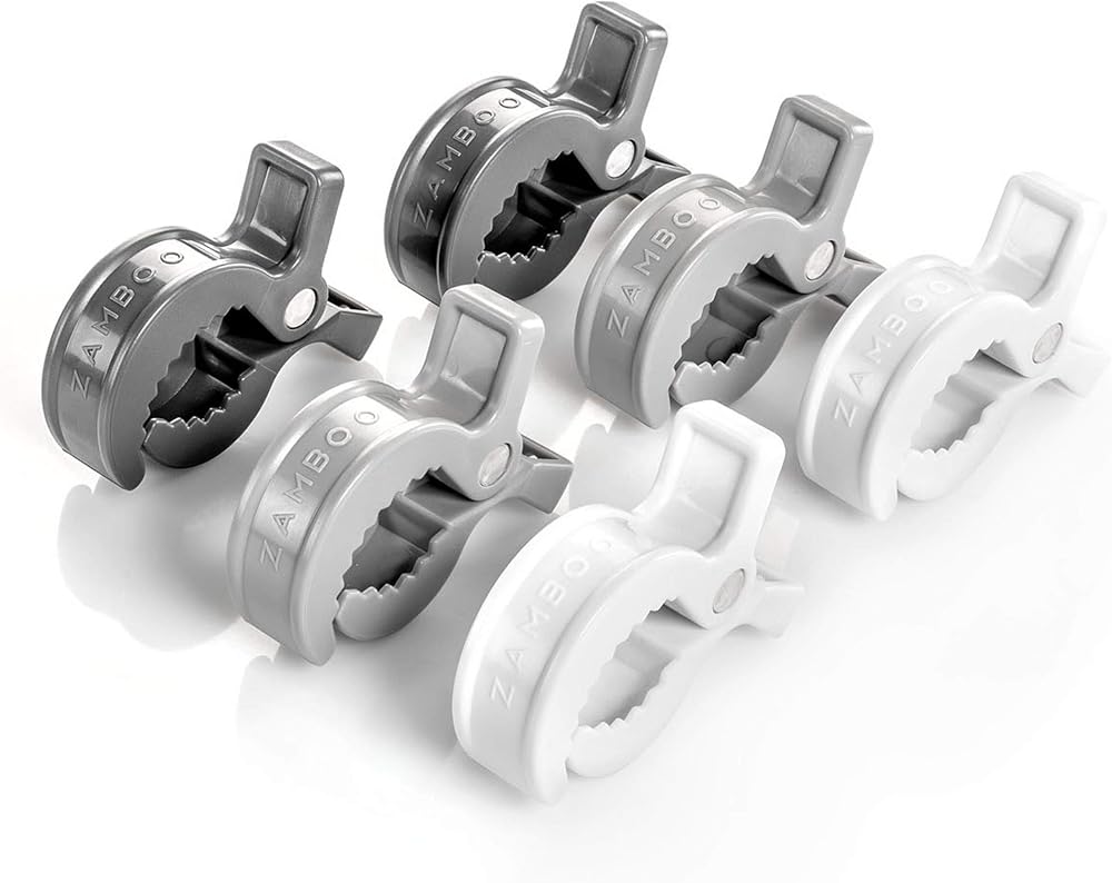 Zamboo Universal Stroller Pegs 6-Pack Grey/White Buggy Clips