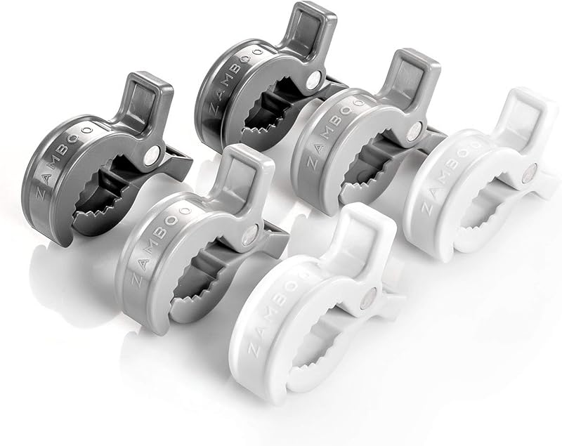 Zamboo Universal Stroller Pegs 6-Pack Grey/White Buggy Clips
