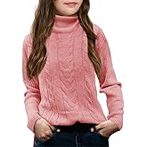 Girls Turtleneck Sweaters Pullover Kids Toddlers Cable Knit Long Sleeve Jumper Tops