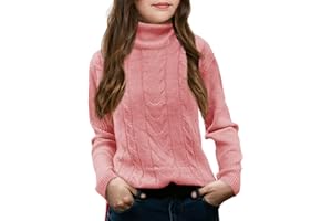 FEKERMIA Girls Turtleneck Sweaters Pullover Kids Toddlers Cable Knit Long Sleeve Jumper Tops