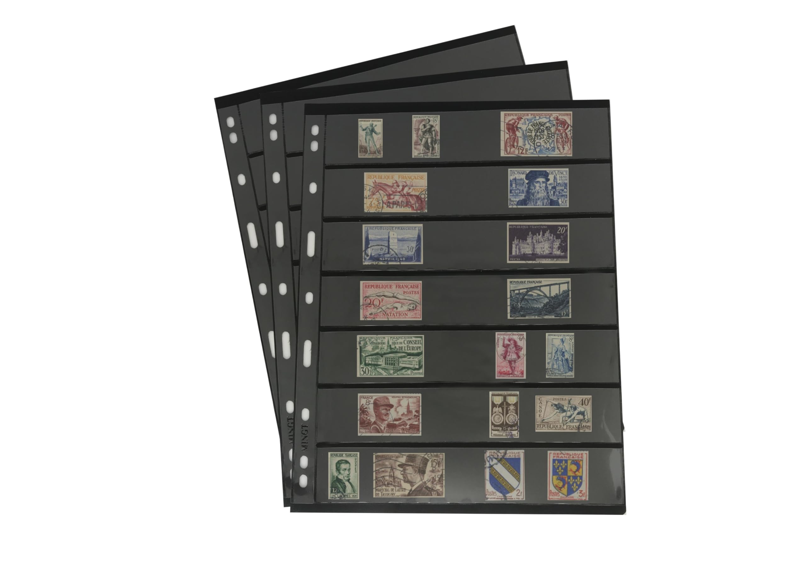 PCCB MINGT 10Pcs Standard 9-Hole Black Double-Sided Album Inner Sheets Stamp Banknote Collection Album Inserts Pages For Coin Collecting And Supplies (7 Pockets)