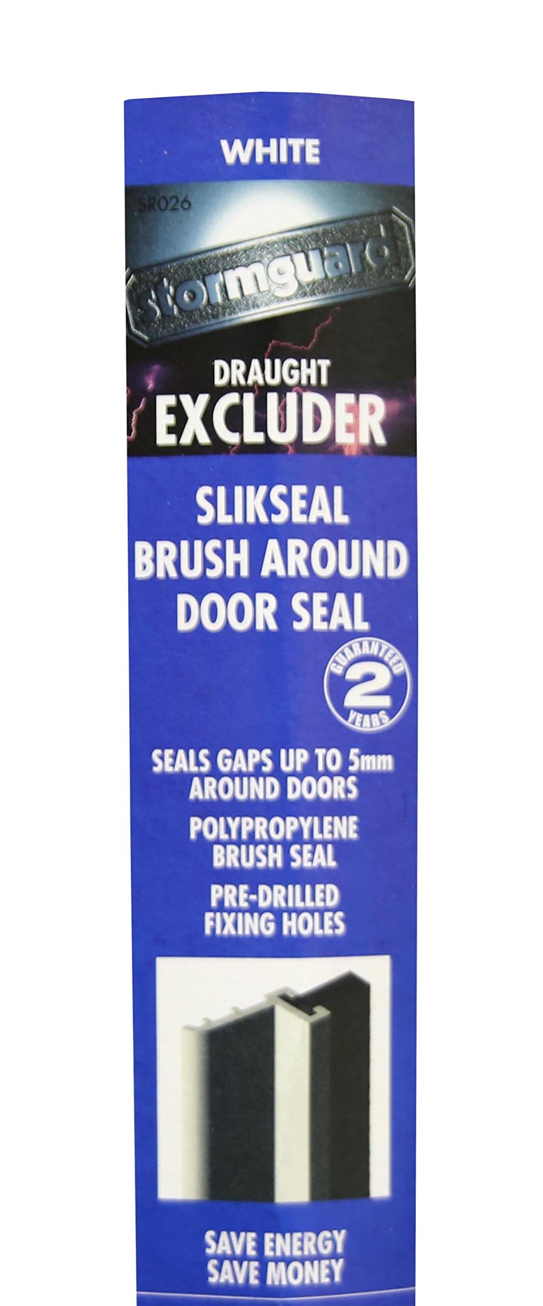 Stormguard Slikseal Brush Around Door Seal Draught excluder Weather proofing (White)