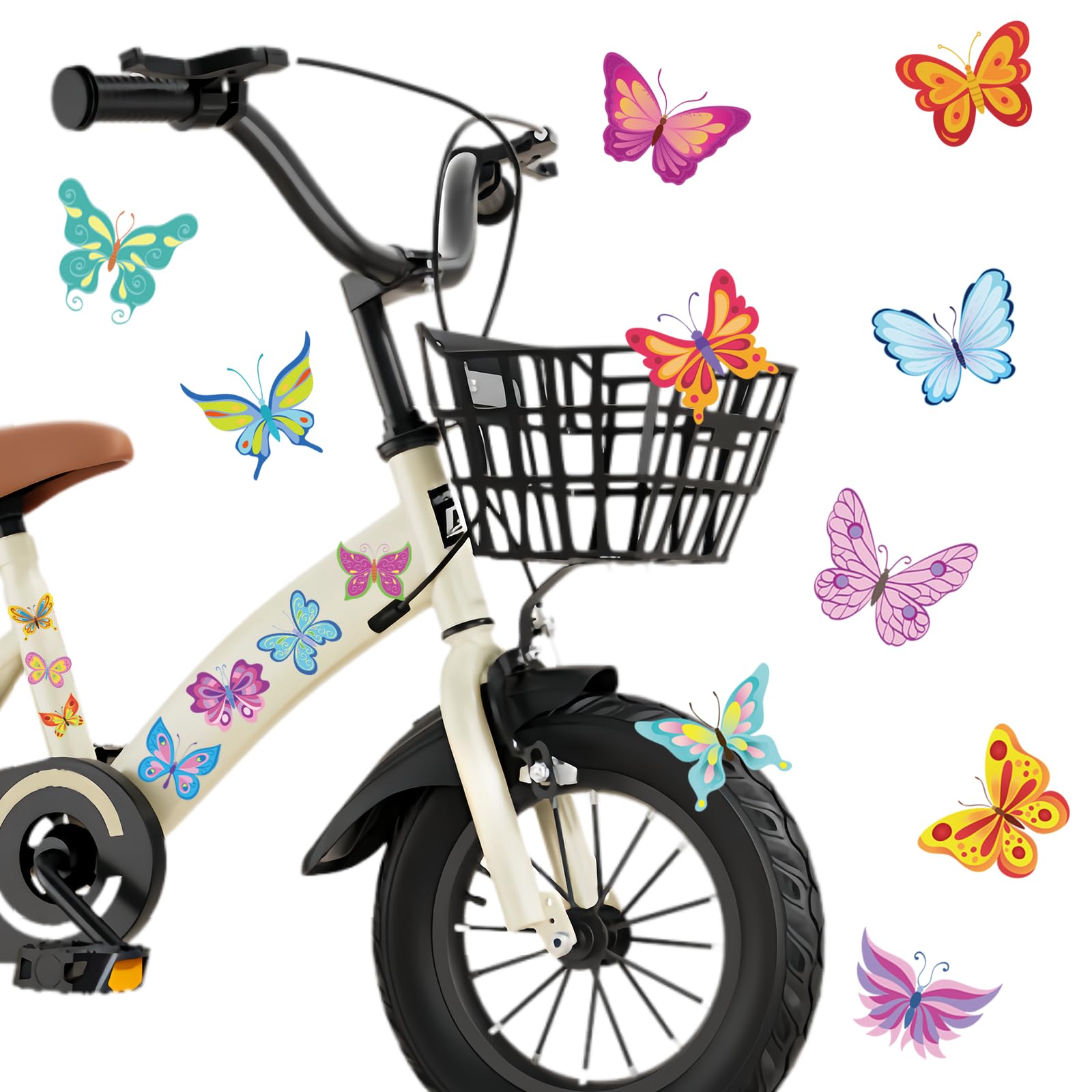 6Pcs Butterfly Stickers 75 Butterflies,High Visibility Adhesive Stickers Set Warning Sticker Waterproof Safety Helmet Sticker Decoration for Bike Bicycle Skateboard Cycling Helmets Room Cabinet Decals