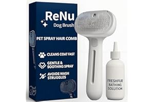 ReNu Dog Brush, Fresh Fur Shower Brush, 3-in-1 Self-Cleaning Steamy Pet Brush for Dogs & Cats – Grooming Tool for Long & Short Hair, Removes Loose Hair & Reduces Shedding