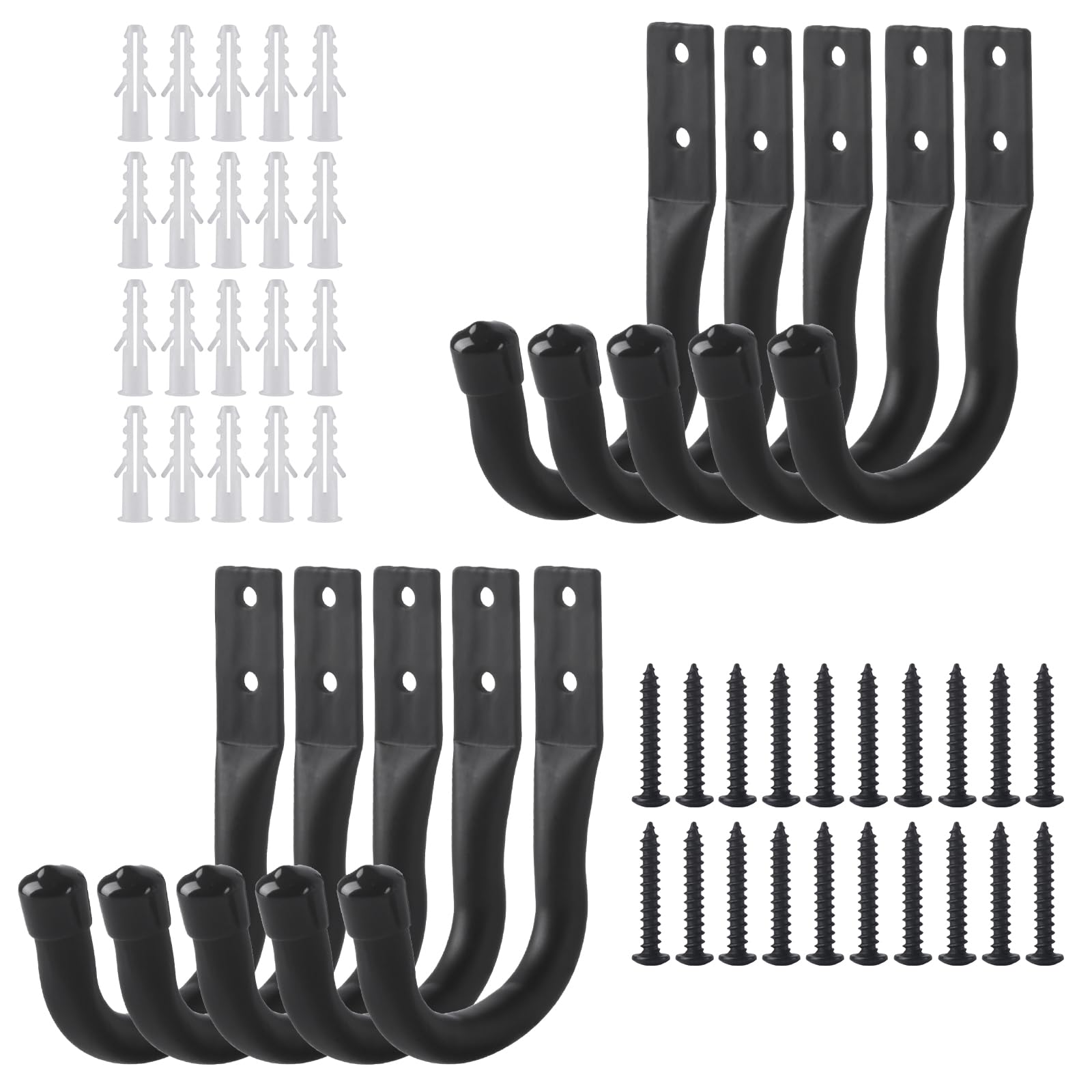 ALAHUGYEF Garage Hooks, 10 Pcs Ladder Hooks for Hanging Heavy Duty, Ladder Storage Hook, Wall Mounted Garage Wall Hanger Brackets for Bike Chair Garden Hose Garden Tool Storage
