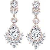 CWWZircons Cubic Zirconia Long Big Dangle Bridal Drop Weddings Earrings for Brides Bridesmaid