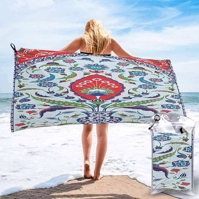 Microfiber Beach Towel,Quick Dry Super Lightweight Towels, Floral