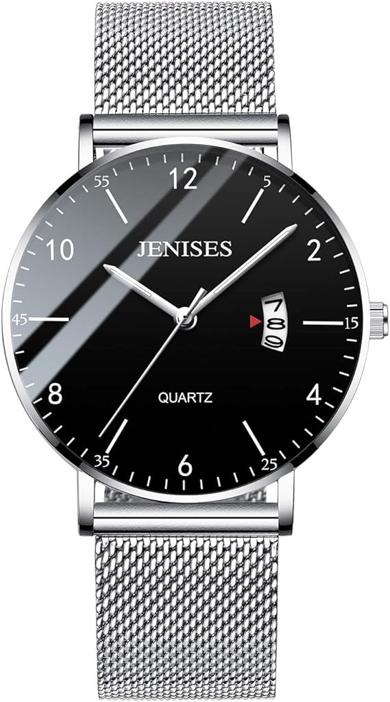 Amazon メンズ腕時計 ディープブルー ブラック 超薄型腕時計 メンズファッション 防水ドレス ステンレススチールバンド A Silver Black 5 メンズ腕時計 腕時計 通販