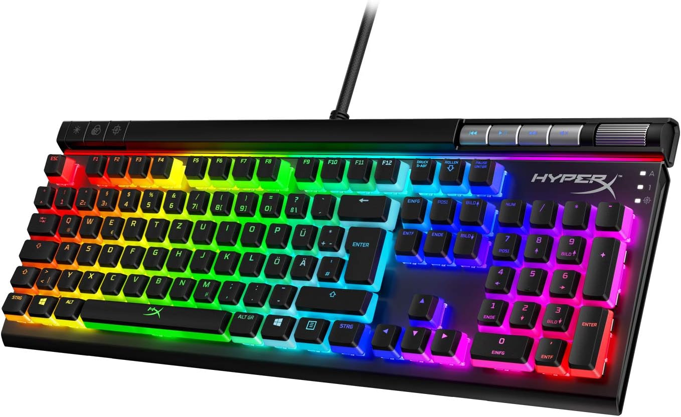 HyperX Pudding Keycaps Dual Layer Design RGB Lighting QWERTZ German Layout Compatible with HyperX and Mechanical Gaming Keyboards + Keycap Puller Black White - Image 3