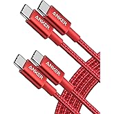 Anker USB C to USB C Cable, Type-C 60W Fast Charging Cable (6FT, 2Pack) for iPhone 17/16 Series, iPad mini 6 and More (Red)