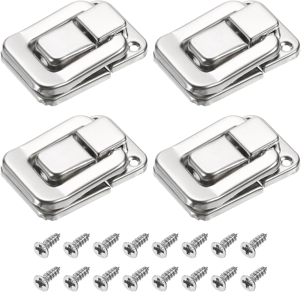 Sourcing Map 4Pcs Toggle Catch Lock 1.57 x 1.06 Silver Iron Hasp Clasp