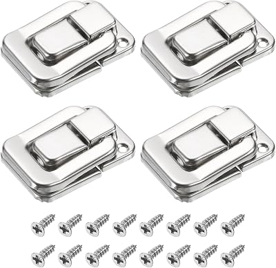Sourcing Map 4Pcs Toggle Catch Lock 1.57 x 1.06 Silver Iron Hasp Clasp