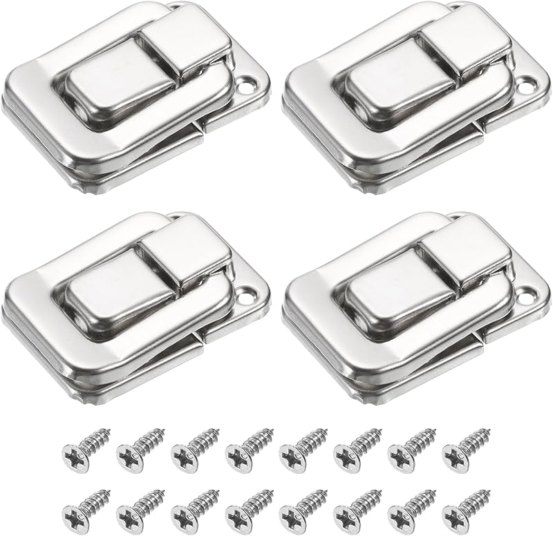 Sourcing Map 4Pcs Toggle Catch Lock 1.57 x 1.06 Silver Iron Hasp Clasp