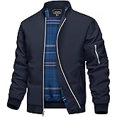 TACVASEN Mens Bomber Jacket Plaid Lined Casual Windbreaker Stylish Light Fall Spring Jackets Windproof Zip Up Coat