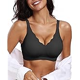 OEAK Womens Wireless Bras Push Up Support Full Coverage Bralettes No Underwire Bra Comfortable Everyday Seamless Tshirt Bras Black 3XL