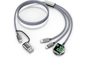 USB-C Charging Cable for Apple Watch Charger/iPhone 17 Charger/Lightning Port, Travel 3-in-1 Multi Charging Cable, iPhone Cha