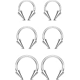 OUFER 16G Lip Rings Snake Bites Lip Piercing Jewelry, 6PCS 8/10/12MM Horseshoe Long Spike Labret Rings, 316L Surgical Steel Septum Conch Piercing Jewelry