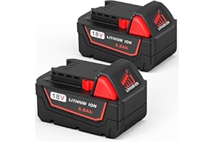 rebicacate 18V 6.0Ah Battery Replacement for Milwaukee M18 Battery 48-11-1850 48-11-1860 M18 Cordless Power Tools Battery 2 Pack