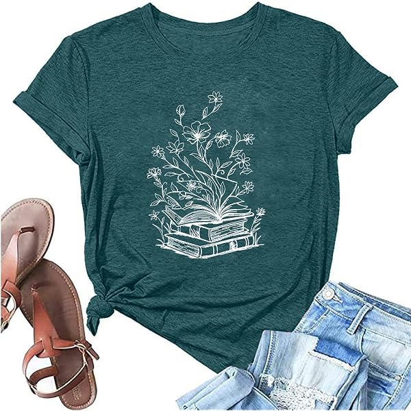 Women's Book Lover Shirt – Wildflowers & Books Print T-Shirt For Reading Enthusiasts & Teachers - View #6