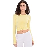 Free People Women's Tempo Ruched Long Sleeve, Sunlit Yellow, Large