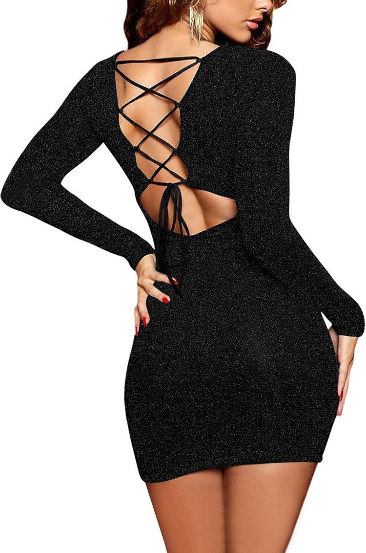 Meenew Women's Glitter Bodycon Dress 